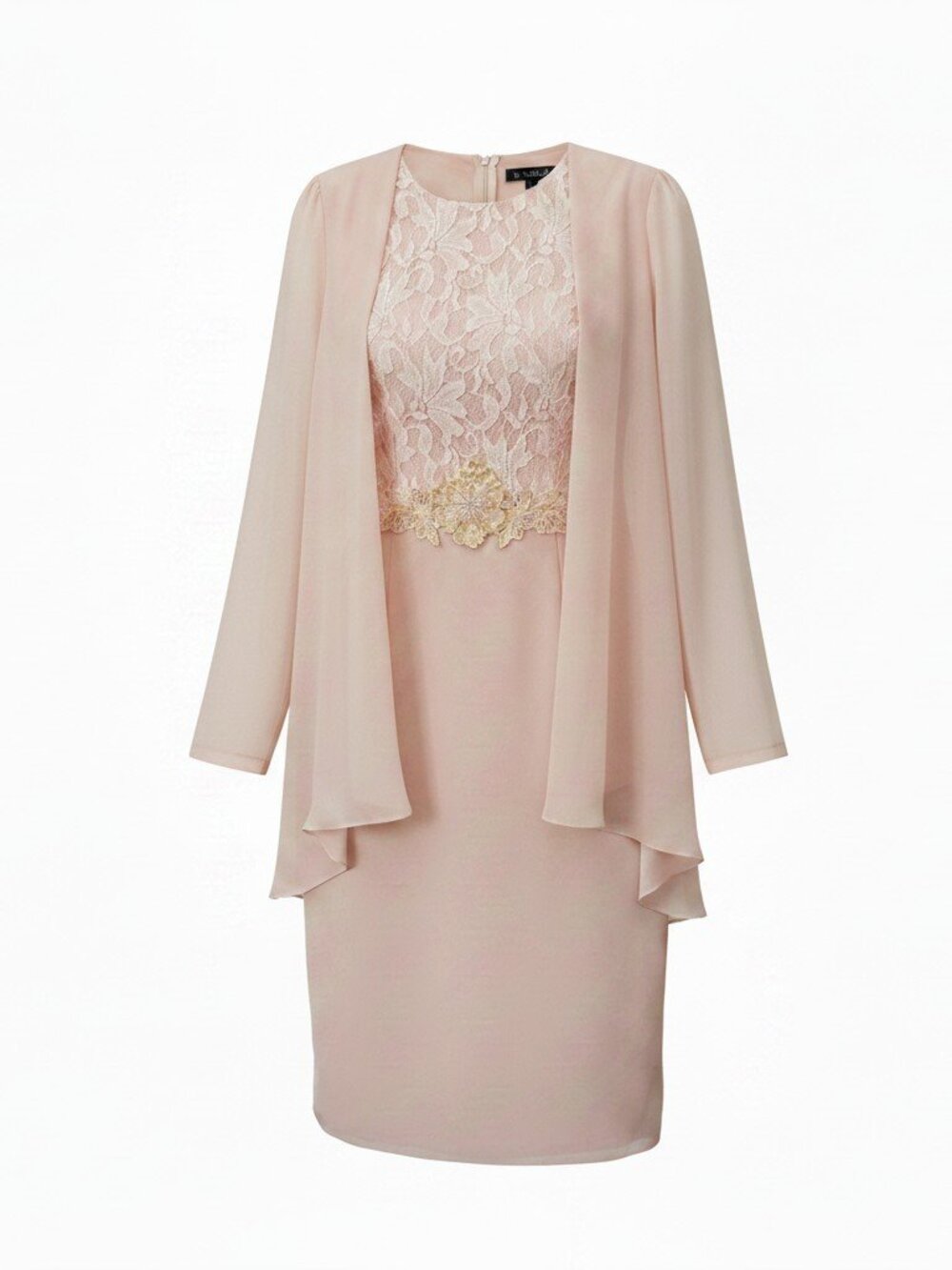 Blush Pink Chiffon Dress Lace Pearl Beading Vintage Ursula Switzerland